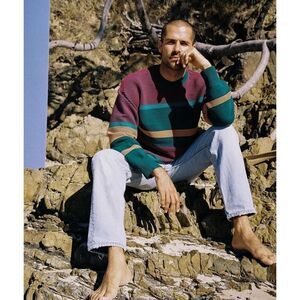 Nagnata Lucid Sweater Opal Rainbow Stripe Retro Knit Size XS